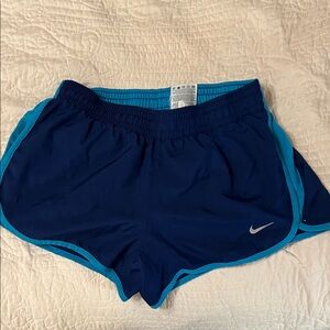 Nike Navy and Green Athletic Shorts for Running